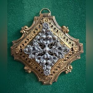 Vintage Gold and Silver tone Filigree Pendant